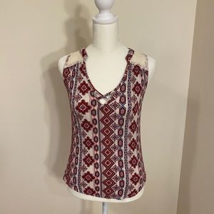 Geometric printed sleeveless blouse